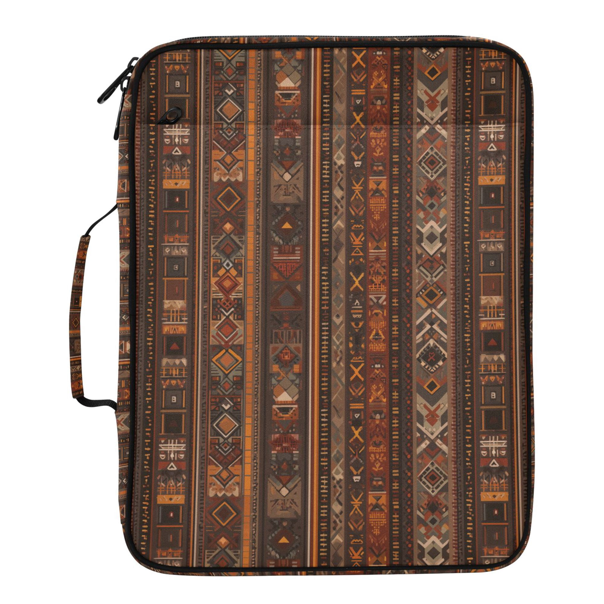 FORMRS Accordion File Folder A4 Size 7-Pocket Expanding Document Organizer Bag with 3 Ring Binder, Brown Tribal Pattern
