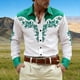 thumbnail image 2 of Camisetas de Navidad de Manga Larga de los Hombres Imprimir de Moda Casual Manga Larga Turndown Collar Blusa para Primavera Invierno Al Aire Libre Diario, 2 of 4