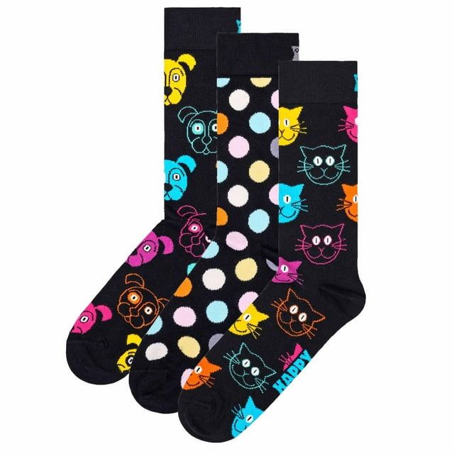 Happy Socks Calcetines, paquete de 3 - Clásicos, estampados, mezcla de algodón, colores mixtos Dog 41-46