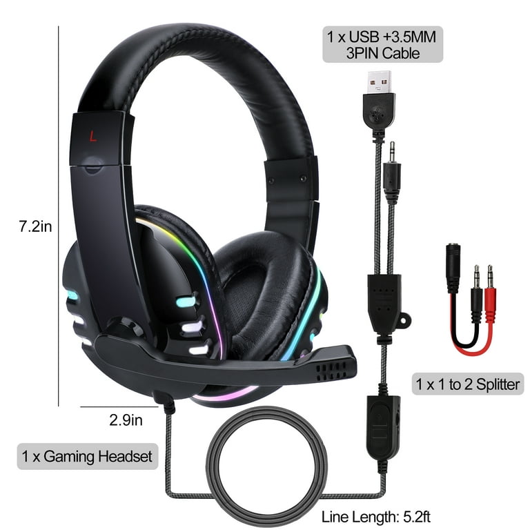 EEEkit Gaming Headset Fit for PC, PS4/PS5, Xbox One, Nintendo Switch, 3.5mm  Wired Over-Ear Headphones with Stereo Noise Canceling Microphone, for  Laptop, Desktop, Smartphone, Tablet 