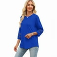 thumbnail image 5 of Ronuti Womens 3/4 Sleeve Tops Ladies Blouses Crew Neck T Shirts for Women Loose Fit Tunic Tops, 5 of 9