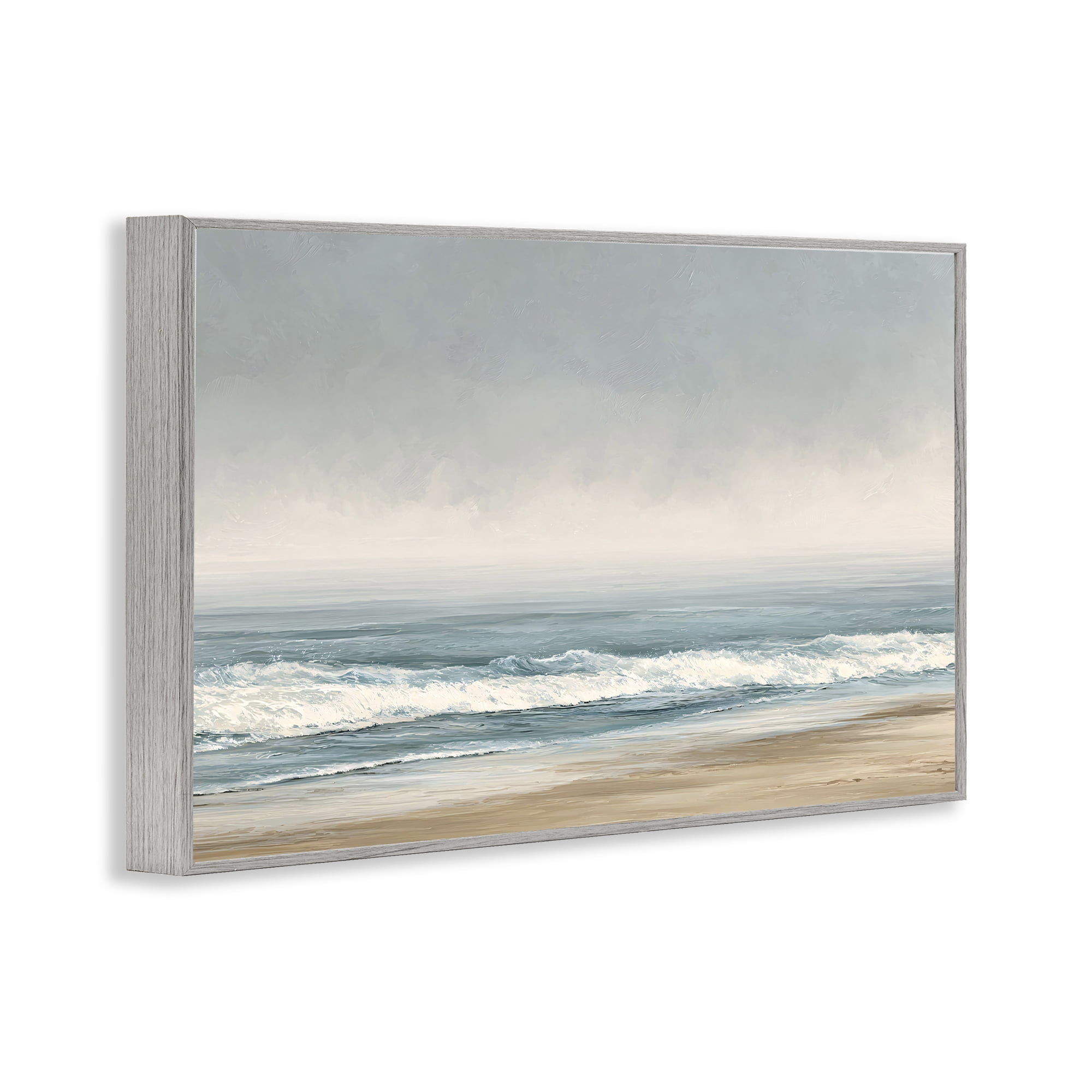 Stupell Industries Tranquil Mist Beachscape Gray Framed Giclee Art, design by Jacky Ngan