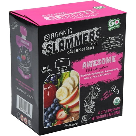 (2 Pack) Slammers Acai, Strawberry & Apple Organic SuperFood Snack, 3.17 oz