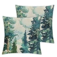 thumbnail image 2 of Nawypu  Watercolor Blue Green Tree Pillow Covers Rustic Style Nature Forest Print Decorative Throw Pillows Winter Christmas Square Cushion Case for Home Sofa Couch Bed Outdoor,Set of 2, 2 of 6