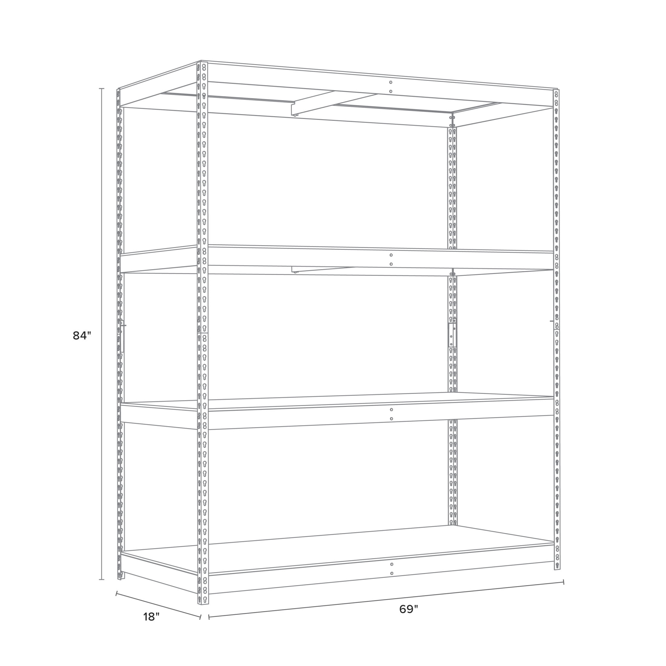 Hirsh Archival Riveted Steel Shelving 4-Shelf Unit, 18Dx69Wx84H, Black