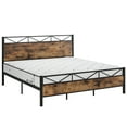 thumbnail image 7 of Yiwa Heavy Duty Full Bed Frame with Rustic Wood Headboard, Metal Platform Bed Frame, No Box Spring Needed, Brown, 7 of 7