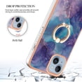 thumbnail image 6 of ELEHOLD Plating Rugged Case For iPhone 15 Slim Marble Pattern Heavy Duty Shockproof Stand Cover, with Shiny Rotating Ring Stand, Purple, 6 of 6