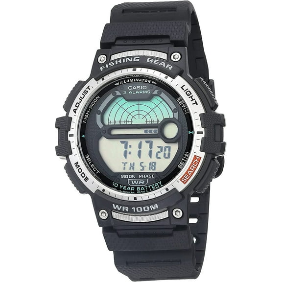 Casio Men's Sports Digital Moon Data 100m Black Resin Watch WS1200H-1AV