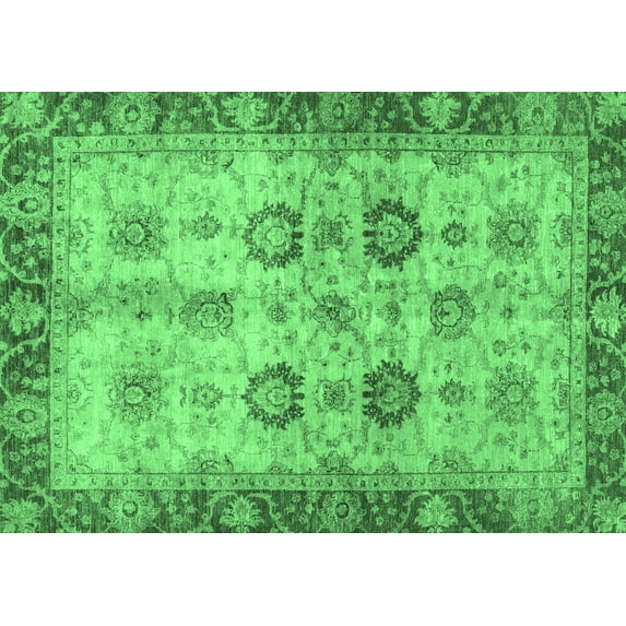Ahgly Company Indoor Rectangle Oriental Emerald Green Traditional Area Rugs, 4' x 6'