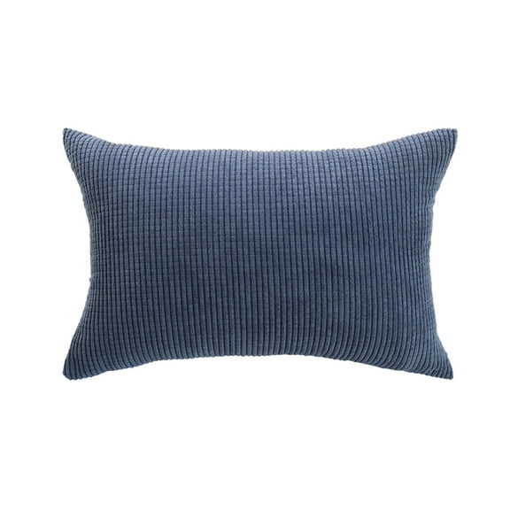 PiccoCasa Velvet Decorative Cushion Cover Corn Striped Throw Pillowcase, 12"x18", Dark Blue