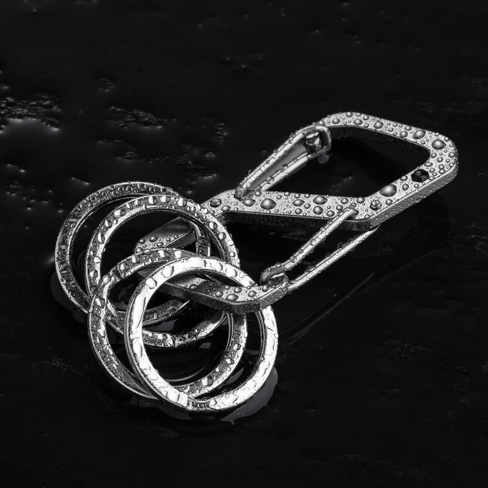 Key Unity Carabiner Keychain Clip with 4 Key Rings, KS07 Stainless Steel Dual Sided S Hook Keychain for Backpack, Belt Loops and Key Rings