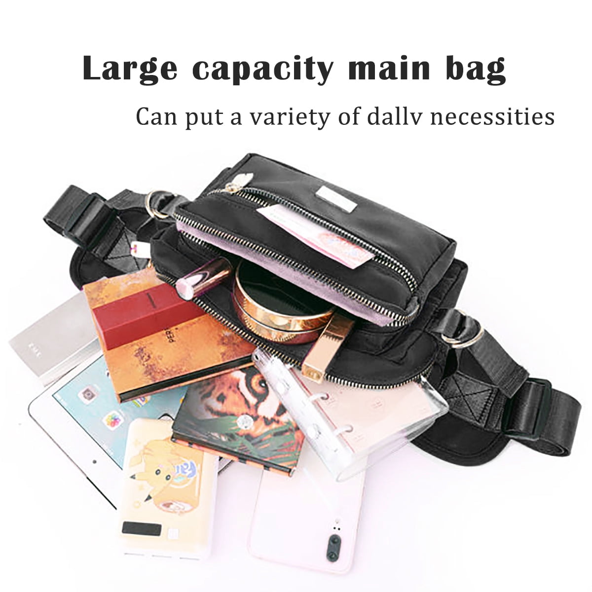 Extra Large Fashion Fanny Pack for Men Women, Waist Bag for Waterproof Hiking Running Biking Gym Outdoor Sports Travel Belt Bag