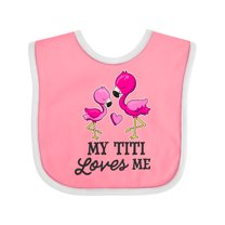 Inktastic My Titi Loves Me with Two Flamingos Boys or Girls Baby Bib