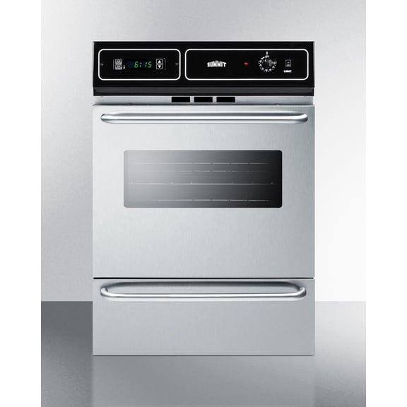 24" Wide Electric Wall Oven, stainless steel/black