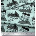 thumbnail image 3 of Soimoi Green Silk Fabric Mountains & Text Print Fabric by the Yard 42 Inch Wide, 3 of 5