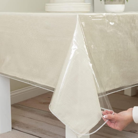 Heavy Duty Clear Plastic Tablecloth Protector, 100% Waterproof Table Cloth, Oil Spill Proof, Table Cover for Dining Tables, Parties and Holidays (70" Round)