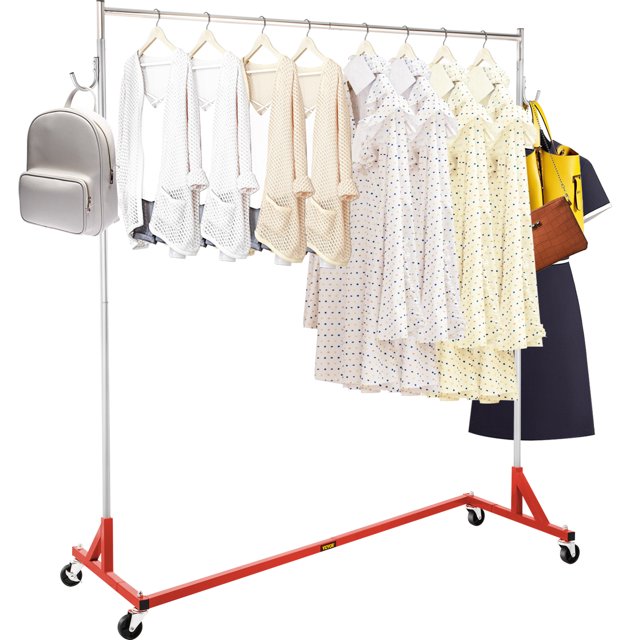 VEVOR Z Rack, Base Industrielle Z Rack à Vêtements, Hauteur Réglable Rack à Vêtements Roulant Z, Acier Robuste Base Z Rack à Vêtements avec Roulettes Verrouillables pour Maison Magasin de Vêtements Usage Commercial (Rouge)
