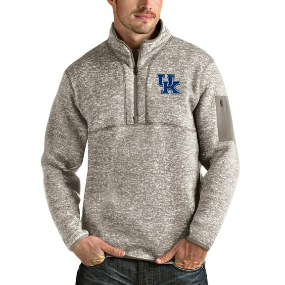 Men's Antigua Oatmeal Kentucky Wildcats Fortune Half-Zip Pullover Jacket