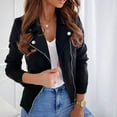 thumbnail image 4 of Uooqdmx Cropped Jacket Women Suede Jacket Women Zip Up Jackets for Women Faux Leather Jacket Women Open Front Cropped Coat Outwear, Black M, 4 of 6