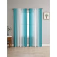 thumbnail image 4 of Sheer Curtains 72 Inches Long 2 Panels, Minimalist Teal Ombre Stripe Texture Rod Pocket Curtain Voile Draperies, Modern Abstract Art Light Filtering Window Treatment for Living Room Kitchen Bedroom, 4 of 8