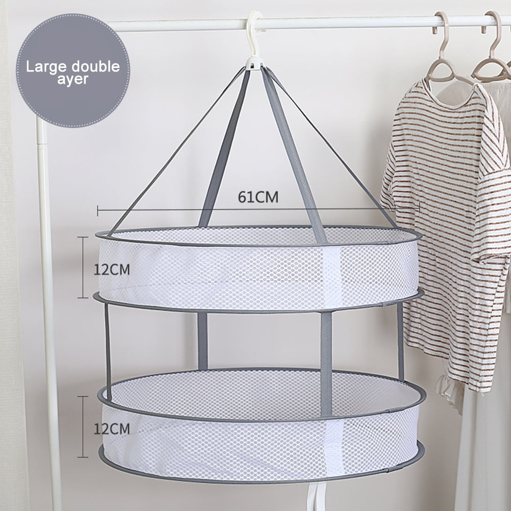 Lay Flat to Dry Mesh Clothes Drying Rack Delicates and Swimsuit AYE 2-Tier Folding Hanging Dryer for Sweater 