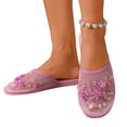 thumbnail image 2 of Chinese Slippers for Women, Mesh Floral Flats Slippers, Breathable Plum Blossom Embroidered Anti-slip Sandals 39, 2 of 6