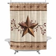 thumbnail image 2 of Western Texas Star Shower Curtain for Bathroom Decor, Vintage Rust Red Star Berry Beige Wood Grain Waterproof Fabric Shower Curtain, 54"x78" Set with 12 Hooks, 2 of 9