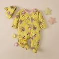 thumbnail image 1 of URMAGIC 0-12M Baby Boy Girls Long Sleeve Footed Jumpsuit Tops and Hat Clothes, 1 of 3