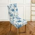 thumbnail image 3 of Xoenoiee Blue Flower Print Waterproof Chair Covers for Dining Room, Stretch Dining Chair Covers Kitchen Parsons Chair Covers, Machine Washable, 1 Pack, 3 of 7