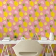 thumbnail image 2 of Ambesonne Lemons Peel & Stick Wallpaper for Home, Citrus Leaves Cartoon Art, 13"x100", Yellow Green Pale Pink, 2 of 5