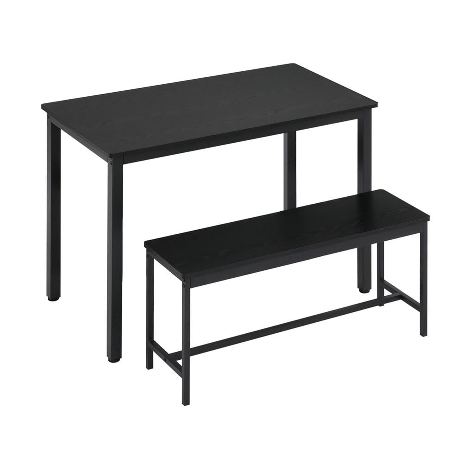 Demi Bonn 3-Piece Dining Table Set with 2 Dining Benches,dustrial Kitchen Bar Table Furniture Sets for Dining Room, Black