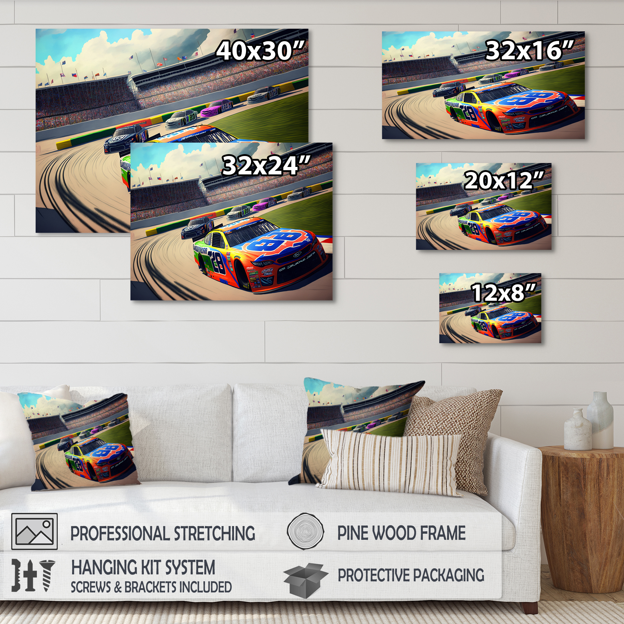 Designart American Stock Car Racing III Canvas Wall Art