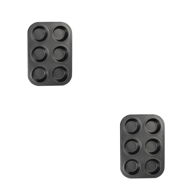 Toystoory Muffin Cup Cake Utensilios para hornear Cupcake Herramientas Antiadherente Molde de acero Egg Bandeja para hornear Muffin Cake Mold negro seis 2piezas Toystoory CBP149175