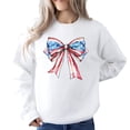 thumbnail image 2 of USA Bow Sweatshirt for Women Teens & Kids Trendy 4th of July Crewneck White Sweatshirt Adult Large, 2 of 4