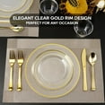 thumbnail image 5 of 100 Count 10 Inch Clear and Gold Plastic Plates, Disposable Heavy Duty Clear Plates with Gold Rim, Premium Hard Plastic Plate Fancy Disposable Dinner Plate for Wedding Parties, 5 of 12