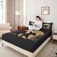 thumbnail image 4 of Manfei Boys Girls Safari Black Bear 4pcs Bed Sheets,Jungle Woodland Animal King Sheets,Vintage Aesthetics Super Cozy Sheet Set,Breathable Home Decor, 4 of 7