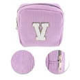 thumbnail image 4 of Unique Bargains 1 Pc Letter V Pattern Makeup Bag for Travel Pink Purple Corduroy, 4 of 6