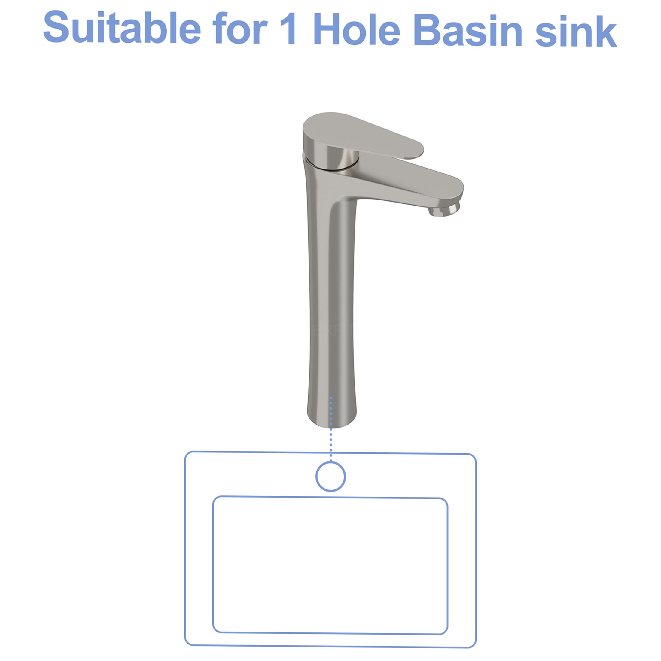 JERFIT Tall Modern Single Handle Vessel Bathroom Sink Faucet, Brushed Nickel Finish, 1-Hole Vanity Faucet with High Arc Spout