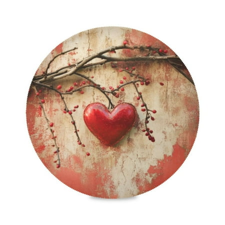 

Round Plate Mat 15.4x15.4 Inchesx4 Placemat Table Mat Kitchen Mat Coffee Mat Fabric Thick Strong Wear-Resistant Heat Resistance Valentine s Day Lovely Love