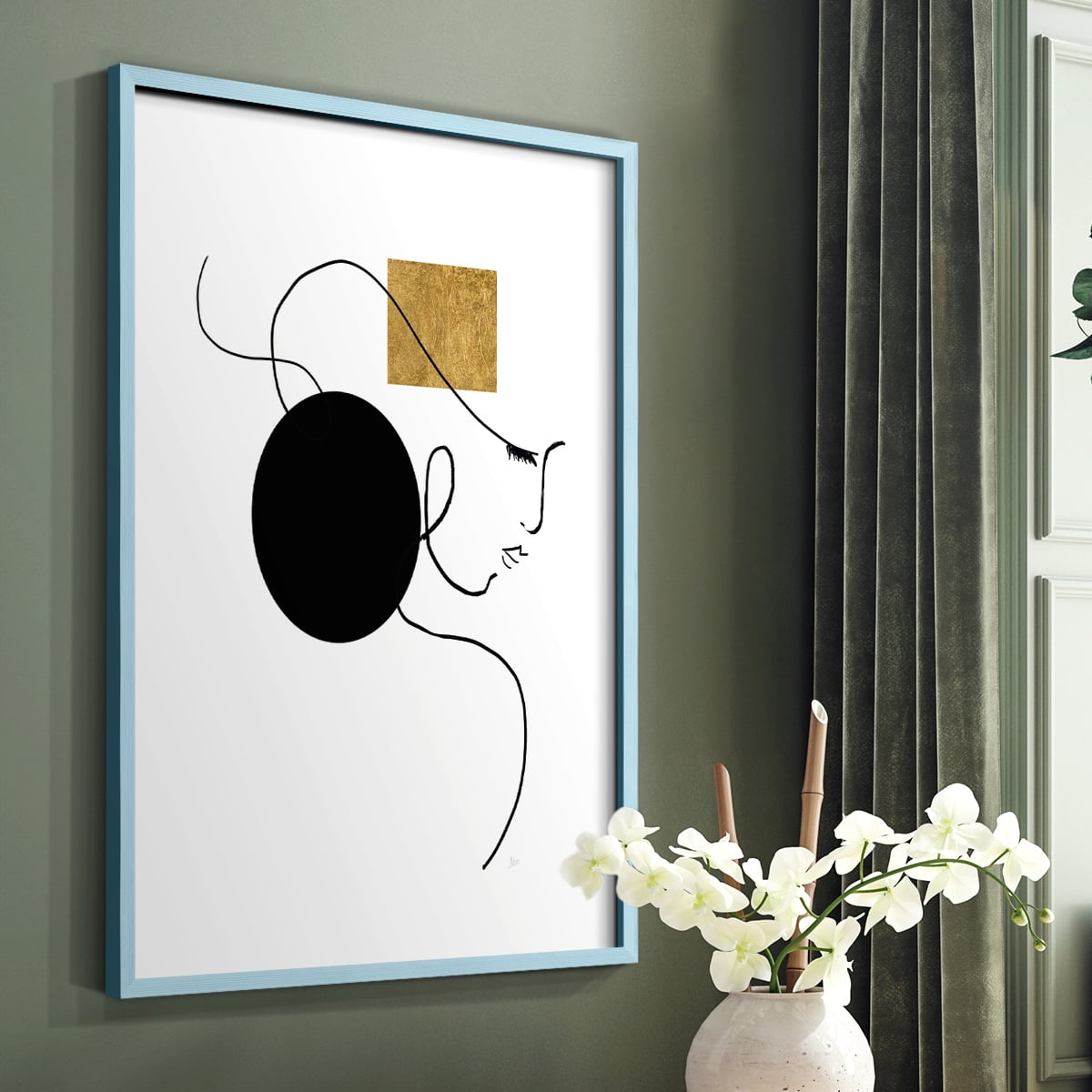 Shapes and Lines I in Blue Solid Wood 8 x 10 Framed Print