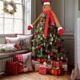 thumbnail image 4 of Christmas Tree Topper, Large Snowman/Elk/Santa Claus/Reindeer Top with Plaid Scarf, Xmas Winter Wonderland Party Decoration Ornaments, 4 of 7