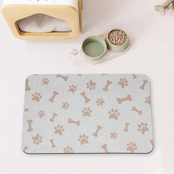 Dog Pet Food Mat - Dog Mat for Food and Water - Dog Water Bowl Mat for Messy Drinker - Absorbent Non-Slip Pet Mat - Pet Supplies Mat, 11.8"x18.1" Beige