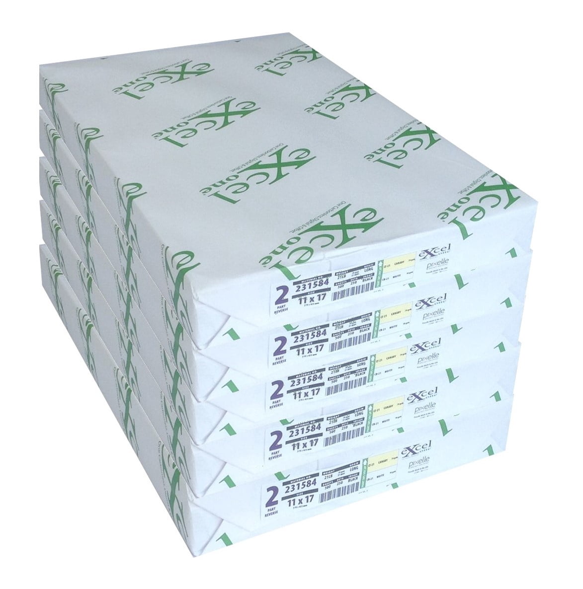 Excel One™ Carbonless 2-Part Reverse Paper (Canary/White), 11" x 17" (231584), 250 Sets Per Ream - Case of Five (5) Reams (1250 Sets)