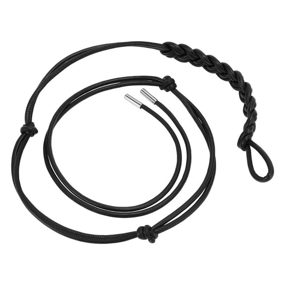 Unique Bargains 1 Pc Adjustable Waist Belt Braided Leather Cord Pattern Adjustable Waist Cord Black