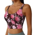 thumbnail image 2 of Gukieu Rose Flowers Print Women's Sports Vest, Low-neck U-shaped Removable Pad Sports Bra for Yoga, Exercise, Dance-Large, 2 of 8