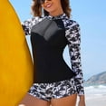 thumbnail image 4 of HOMBOM Swimsuits for Women Tummy Control Rash Guards Sport Two Piece Black Athletic Ladies Modest Bathing Suits Zipper, 4 of 8