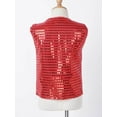 thumbnail image 6 of Aislor Kids Girls Sequined Vest Jacket Waistcoat Button Closure for Hip-Hop Jazz Dance Stage Performance Red 17-18, 6 of 7