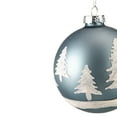 thumbnail image 4 of Northlight 4" Slate Blue with Glittered Trees Glass Ball Christmas Ornament, 4 of 8