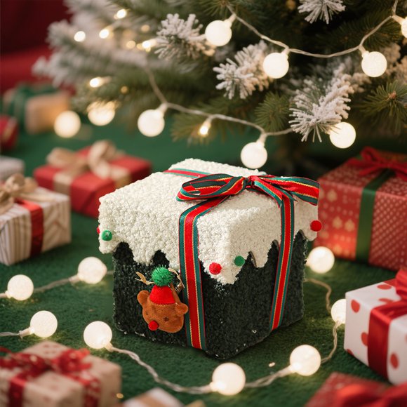 Caja de regalo navideña | Envase de terciopelo para dulces con forma de manzanas | Caja gruesa y resistente para dulces navideños | Almacenamiento decorativo festivo para pequeños regalos