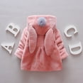 thumbnail image 3 of SILVERCELL Winter Long Hooded Jacket with Rabbit Ear for Girls Button Solid Color Plush Thick Coat for 9M-4T Infant Toddler, 3 of 13